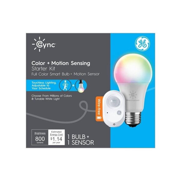 CYNC by GE Starter Kit Full Color 1 Smart Bulb + 1 Motion Sensor - Picture 1 of 14
